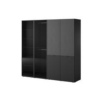 KLEIDERSCHRANK ZEN (Modular, Schwarz Matt, Schwarz & Getöntes Glas Antisol, 4-türig) - Schwarz, Holz/Holzwerkstoff (202/200/51cm) - Ravio