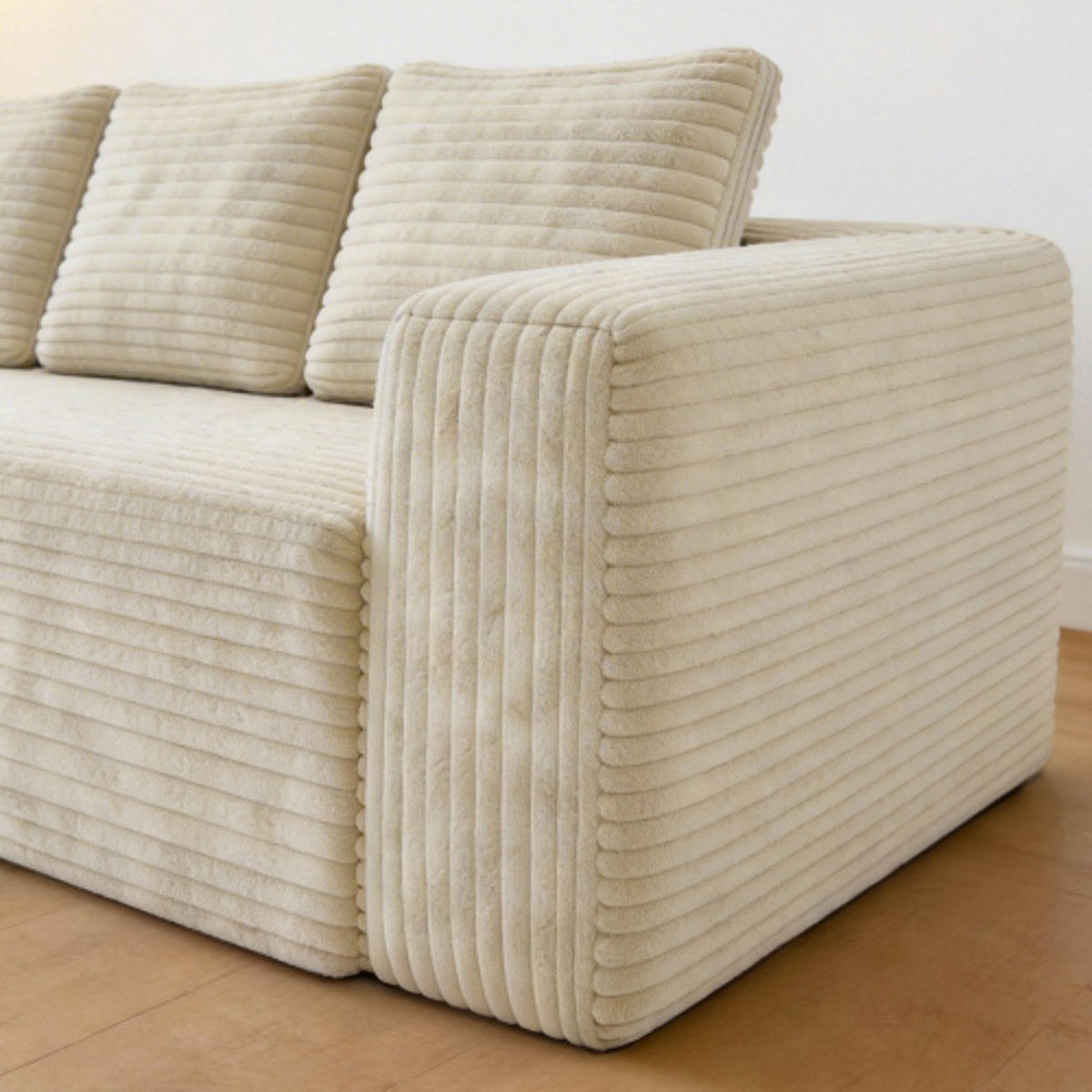 ECKSCHLAFSOFA aus Cord 261x168x58 cm mit Chaiselongue und ohne Montage, beige - Beige, Textil (261/168cm) - Luhomfu