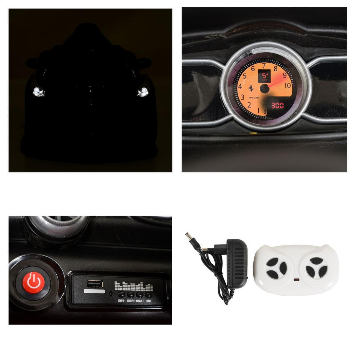 ELEKTROAUTO Liberty rot Fernbedienung EVA-Reifen Rücklichter Gurt MP3 - Rot, Kunststoff (125/65/60cm) - Moni