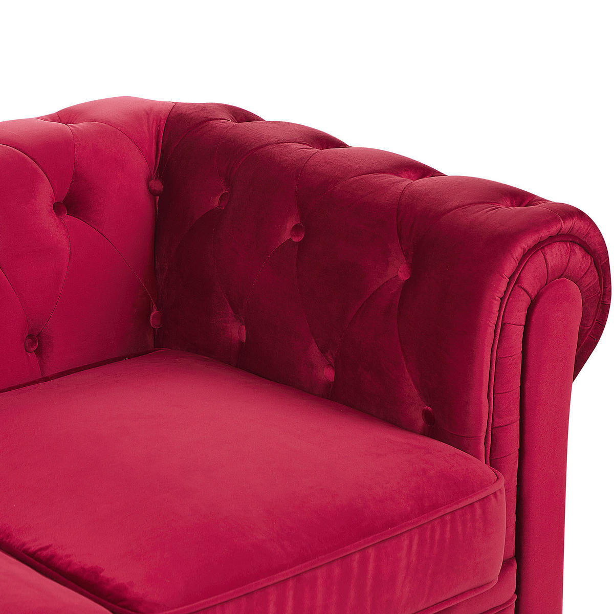 3-SITZER-SOFA Samtstoff Dunkelrot Chesterfield - Dunkelrot, Textil (202/70/75cm) - Beliani
