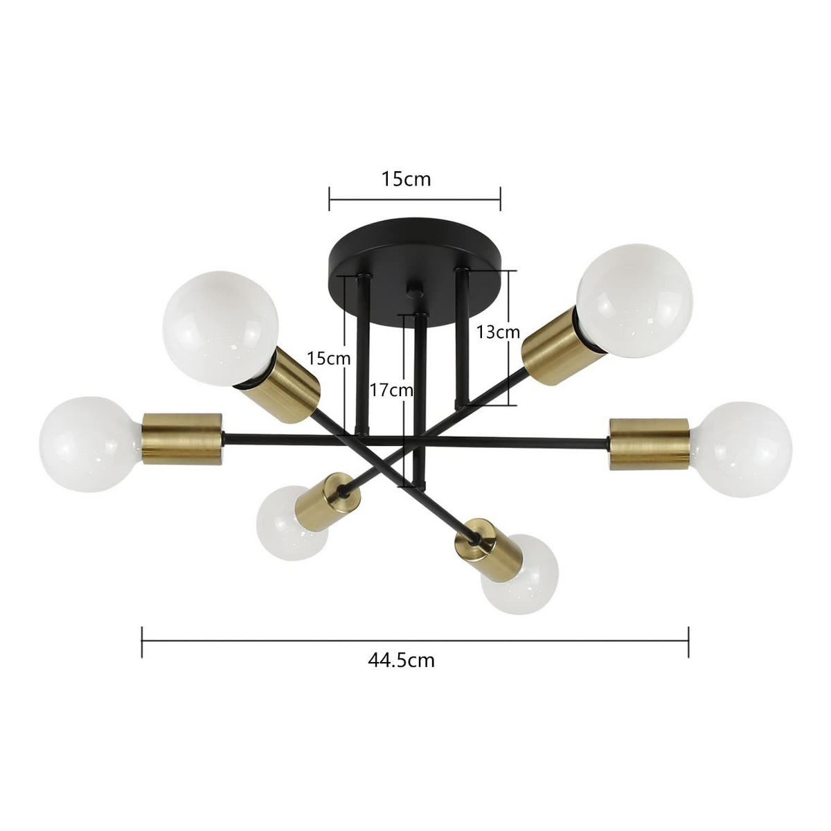 DECKENLEUCHTE Fyriso 51/51/22 cm - Schwarz, Metall (51/51/22cm) - ZMH