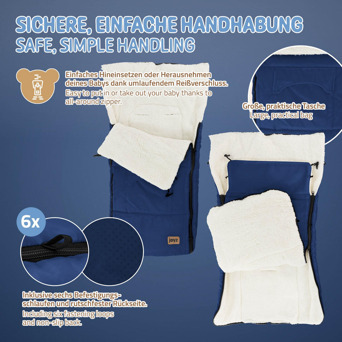 DĚTSKÝ SPACÁK Modrý - tmavě modrá, textil (48/10/94cm) - Joyz