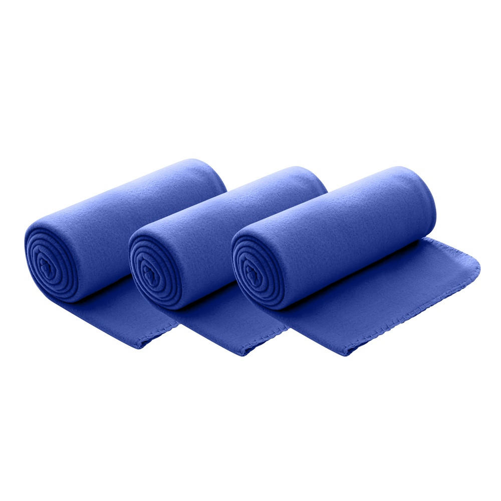 FLEECEDECKE 3er Set dunkelblau 130/160 cm Kettelrand Anti-Pilling - Dunkelblau, Textil (130/160cm) - wometo