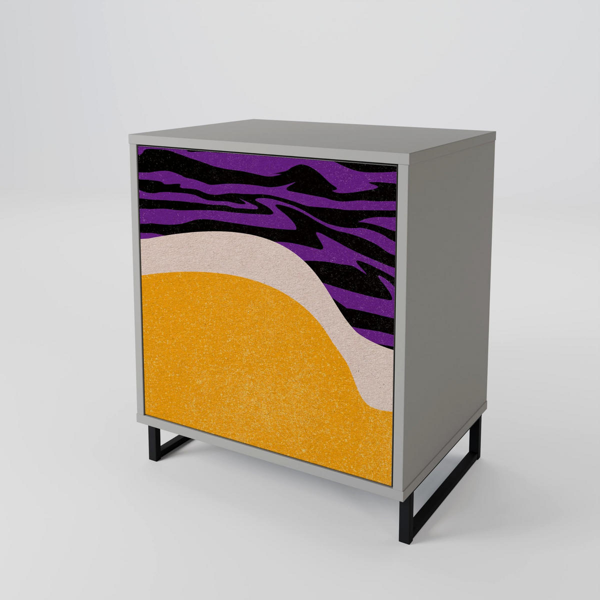 SIDEBOARD INDEPENDENT BORDER, Grau, 57,5x42x77,5 cm, Schräge Buchenholzfüße - Buchefarben/Multicolor, Holzwerkstoff/Buchenholz (57.5/77.5/42cm) - SpaceRebels