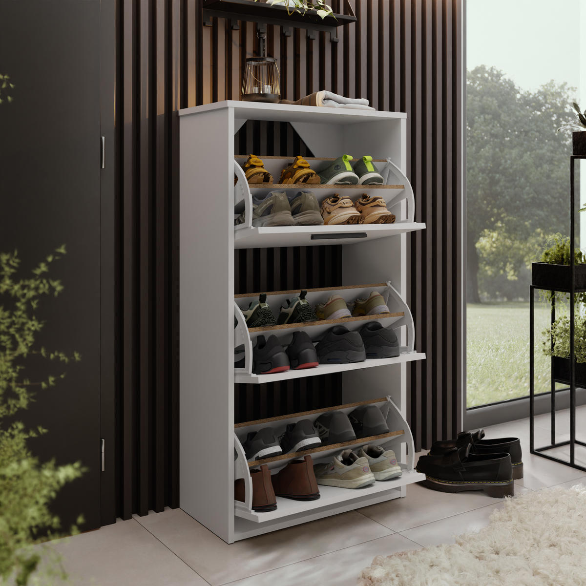 SCHUHSCHRANK Asper Weiß - Weiß, Holzwerkstoff (59/114.6/24cm) - Kier Furniture