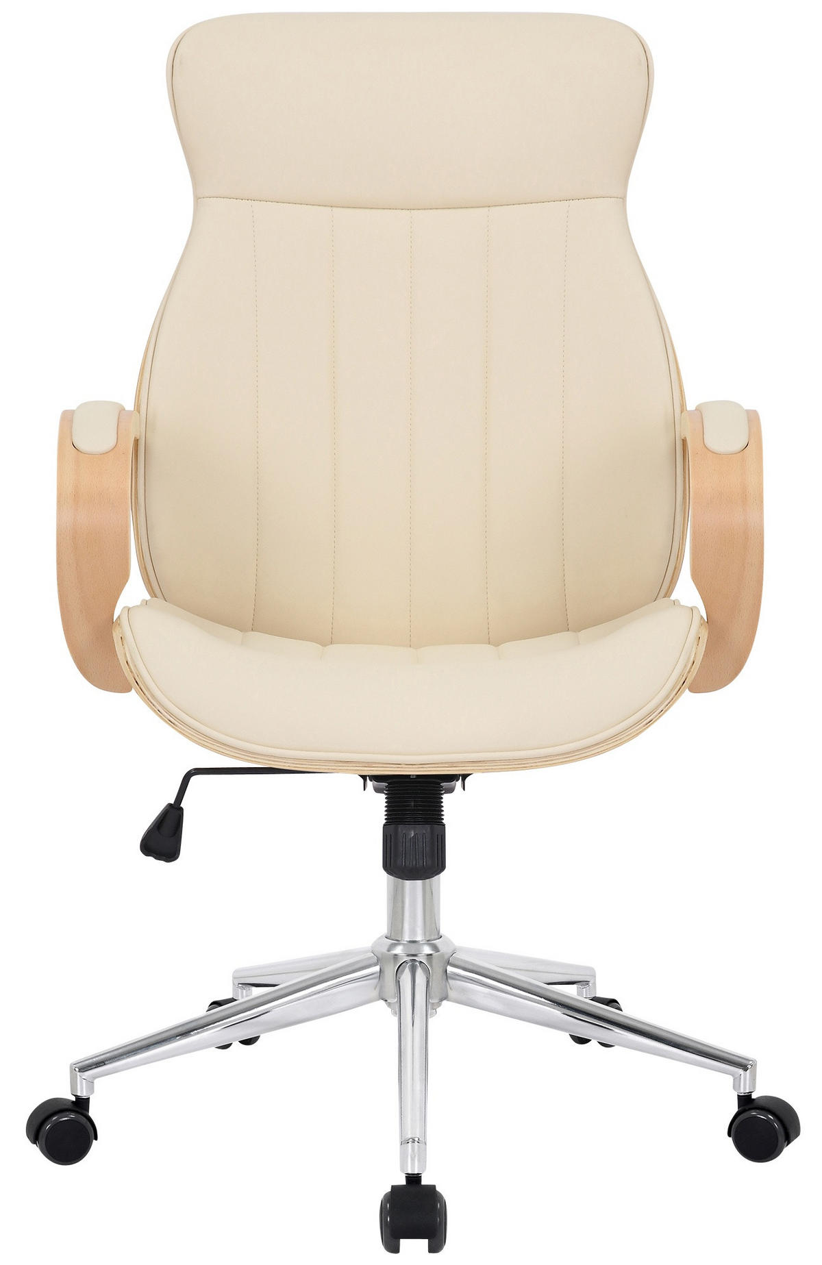 DREHSTUHL Lederlook Natura/Creme - Chromfarben/Eukalyptusholzfarben, Textil/Metall (63/100/68cm) - CLP