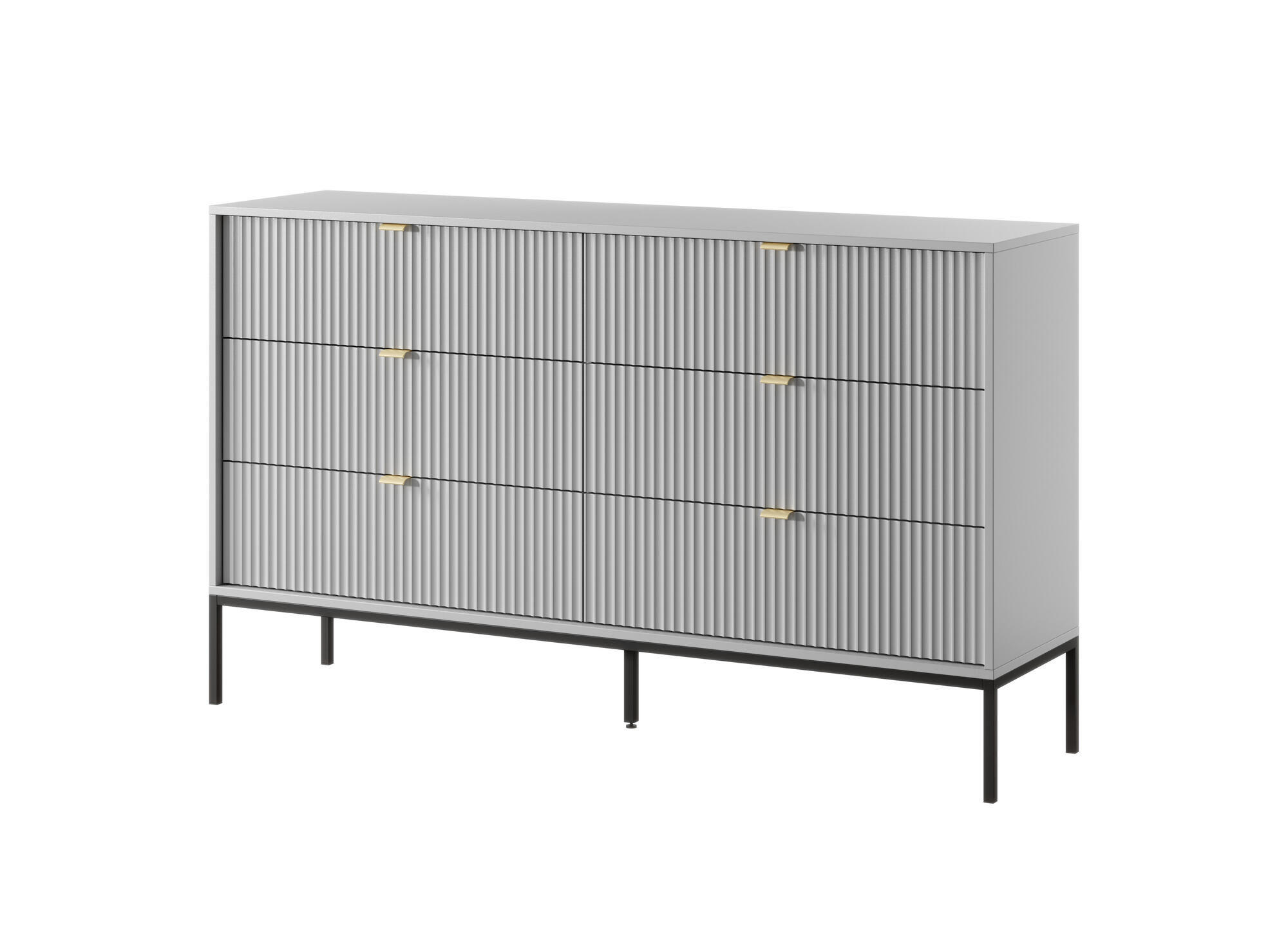 KOMMODE AVON Grau, Schwarz 154x39x91 cm - Schwarz/Grau, Holzwerkstoff (154/91/39cm) - FURNLUX