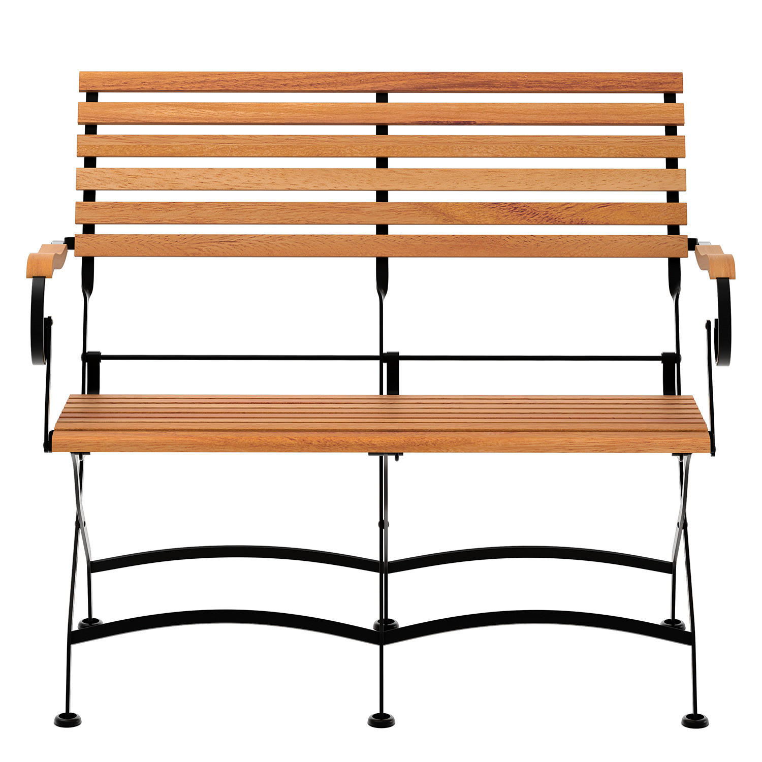 GARTENBANK - Akazie massiv / Stahl - Akazie / Schwarz - Schwarz/Akaziefarben, Holz/Metall (121/89/55cm) - home24