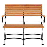 GARTENBANK - Akazie massiv / Stahl - Akazie / Schwarz - Schwarz/Akaziefarben, Holz/Metall (121/89/55cm) - home24