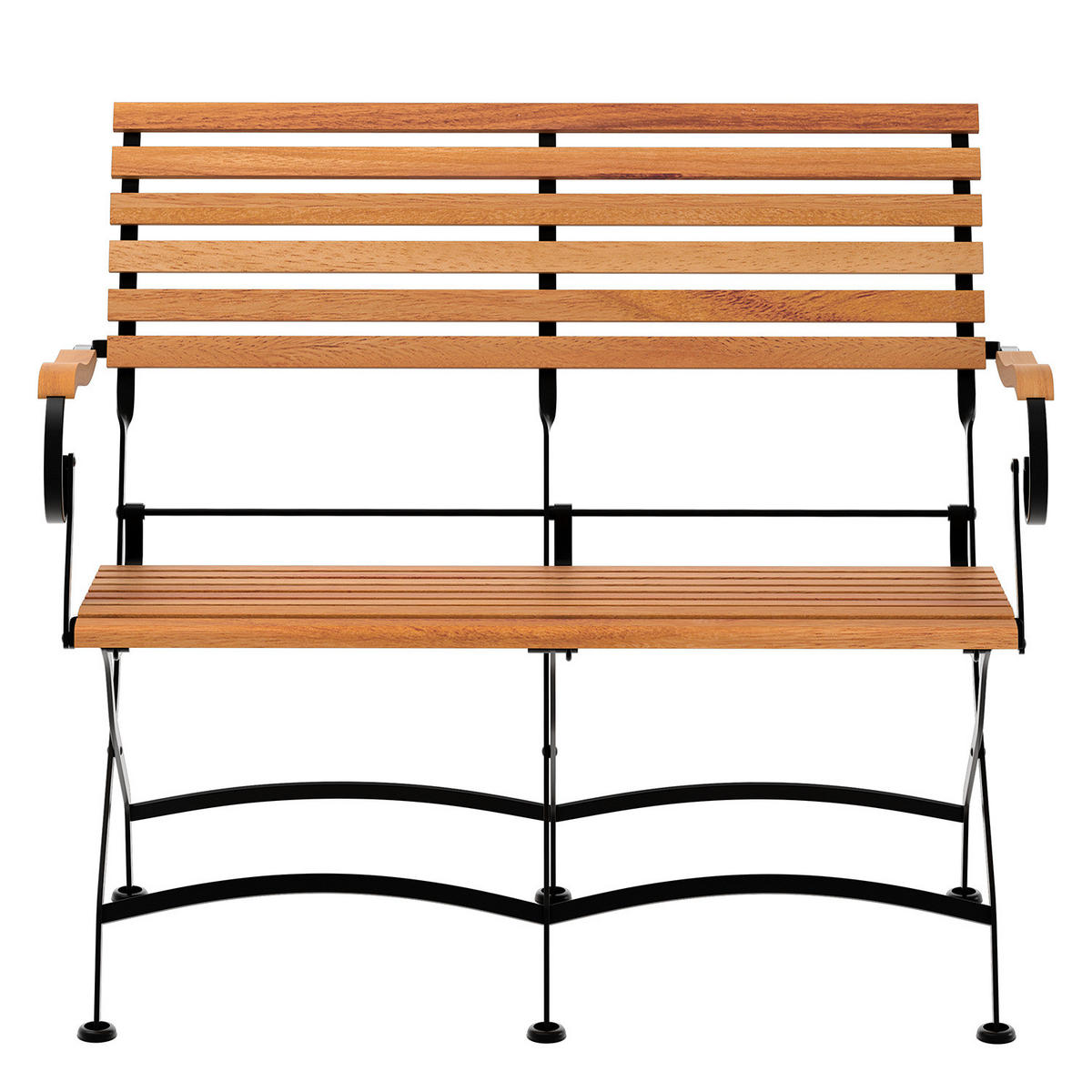 GARTENBANK - Akazie massiv / Stahl - Akazie / Schwarz - Schwarz/Akaziefarben, Holz/Metall (121/89/55cm) - home24