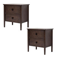 2ER Set Nachttisch Rose, Eichenholz und Eichenfurnier, Espresso - Braun, Holz (58/60/40cm) - WOODEK