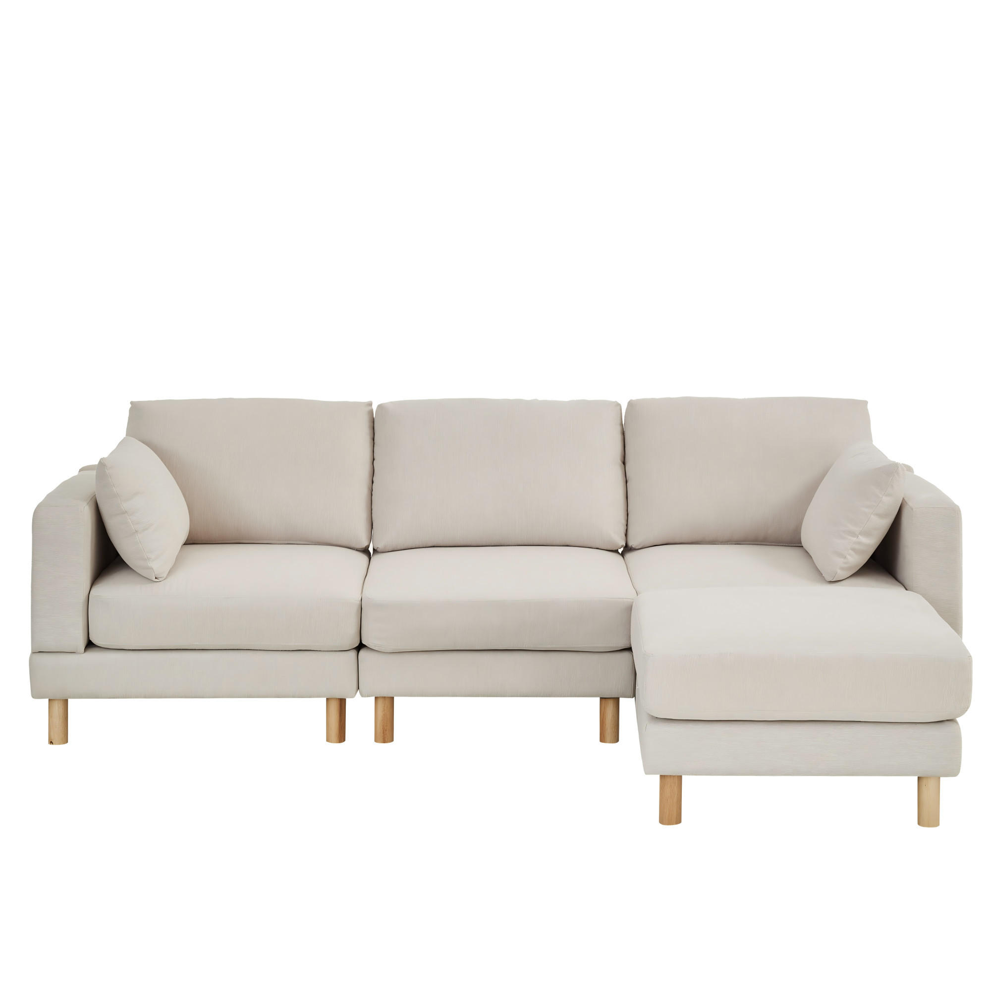 ECKSOFA 235/152/78 cm Beige mit Fußbank, 3-Sitzer - Beige, Holz/Textil (235/152cm) - Oxeza