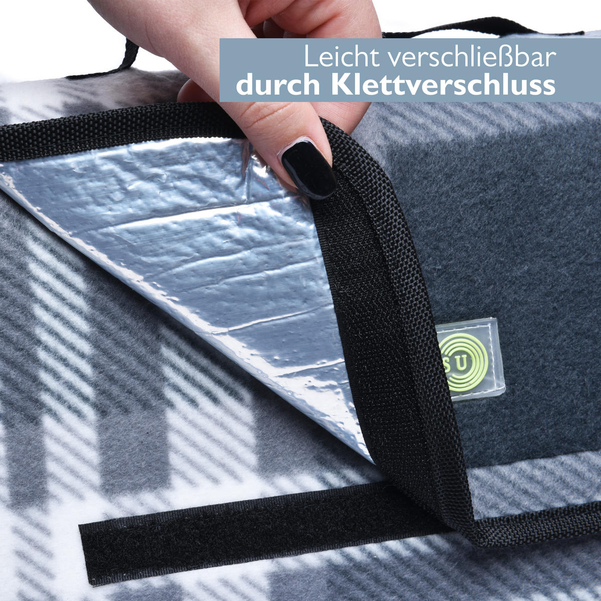 PICKNICKDECKE Bella KA 200x200cm Anthrazit-Kariert - Anthrazit, Textil (200/200cm) - Beautissu 