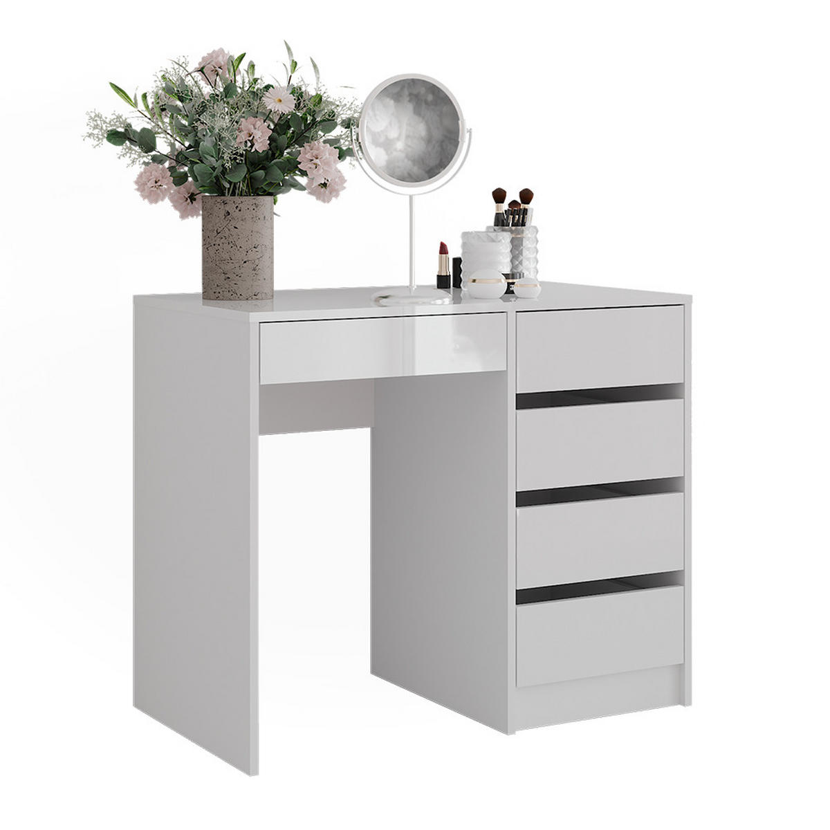 SCHMINKTISCH Sherry Weiß/Weiß Hochglanz 89.8 cm - Weiß Hochglanz, Holzwerkstoff (50.1cm) - Vicco