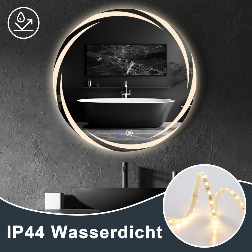 Thumbnail - ZMH Badspiegel, Alu, Metall, 80x80x2.4 cm, Badezimmer, Badezimmerspiegel, Badspiegel