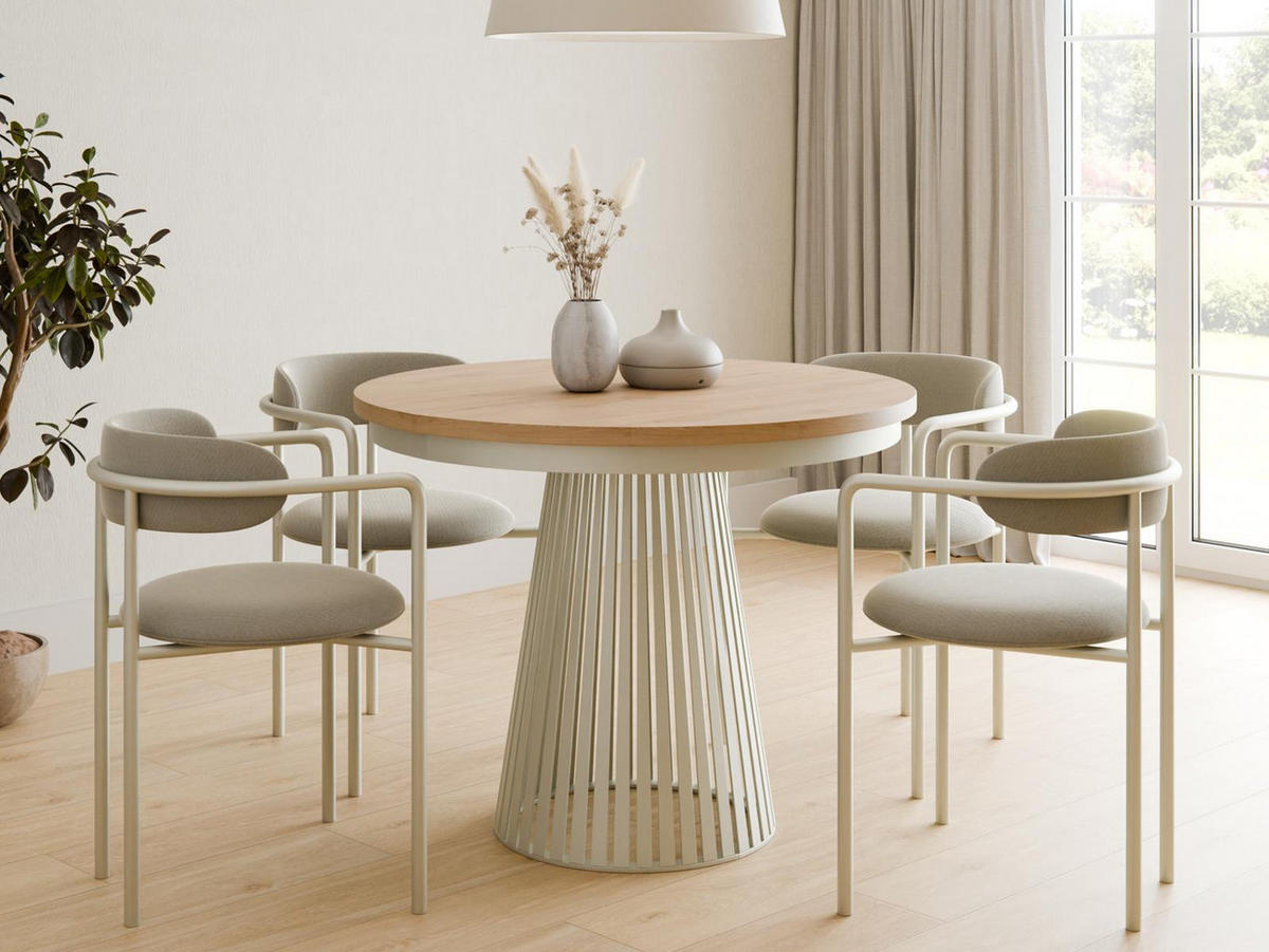 ESSTISCH ausziehbar 100-180 Eiche craft/ kaschmir - Kaschmir, Holzwerkstoff (100/100/77cm) - Compleo24