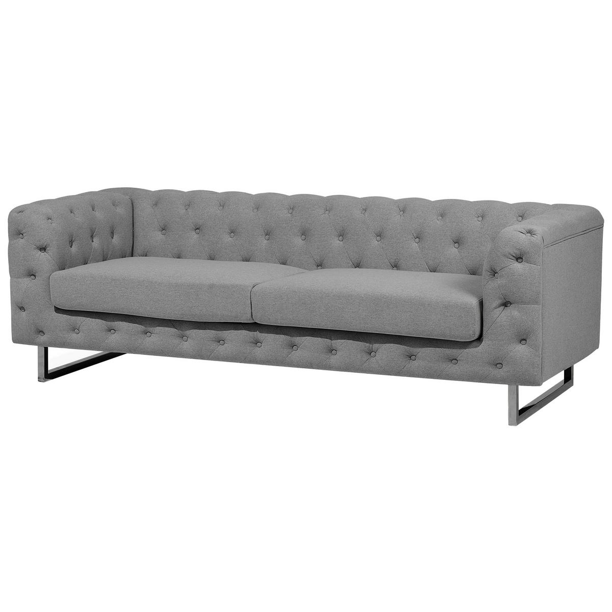 3-SITZER-SOFA Polsterbezug Hellgrau Vissland - Hellgrau, Textil (215/71/87cm) - Beliani