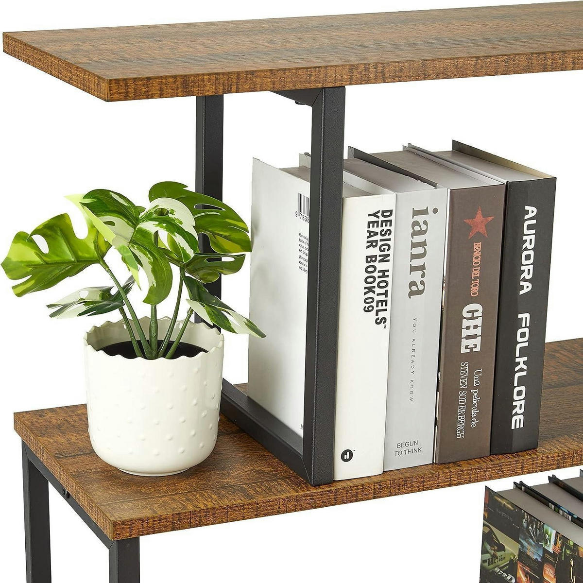 BÜCHERREGAL S-Form Holz Braun 76 x 127.5 cm - Braun, Holzwerkstoff (74/128/24cm)
