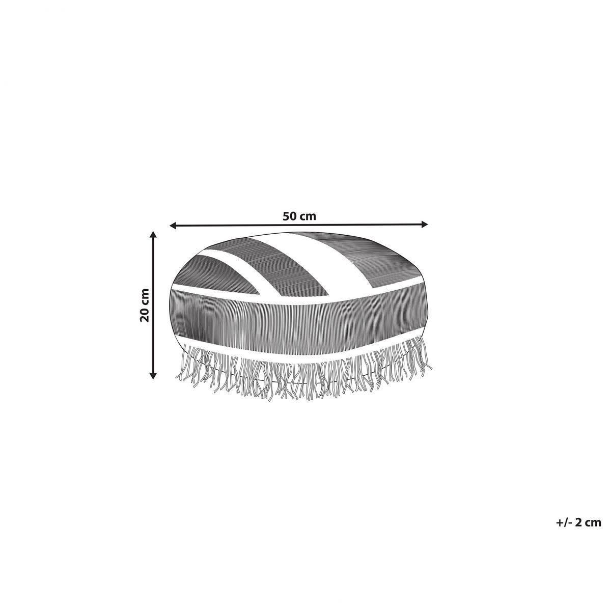 POUF Oulad 50/50/20 cm - Weiß, Naturmaterialen/Textil (50/20/50cm) - Beliani