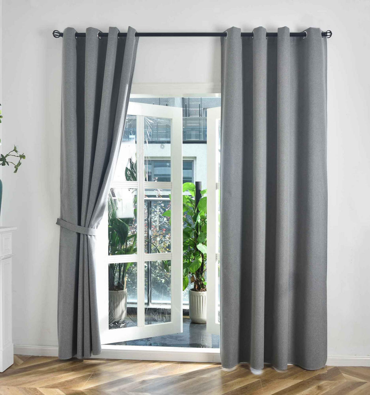 VORHANG 2ER SET »München Dark« HxB 175x145 cm Grau - Grau, Textil (145/175cm) - Gardinenbox