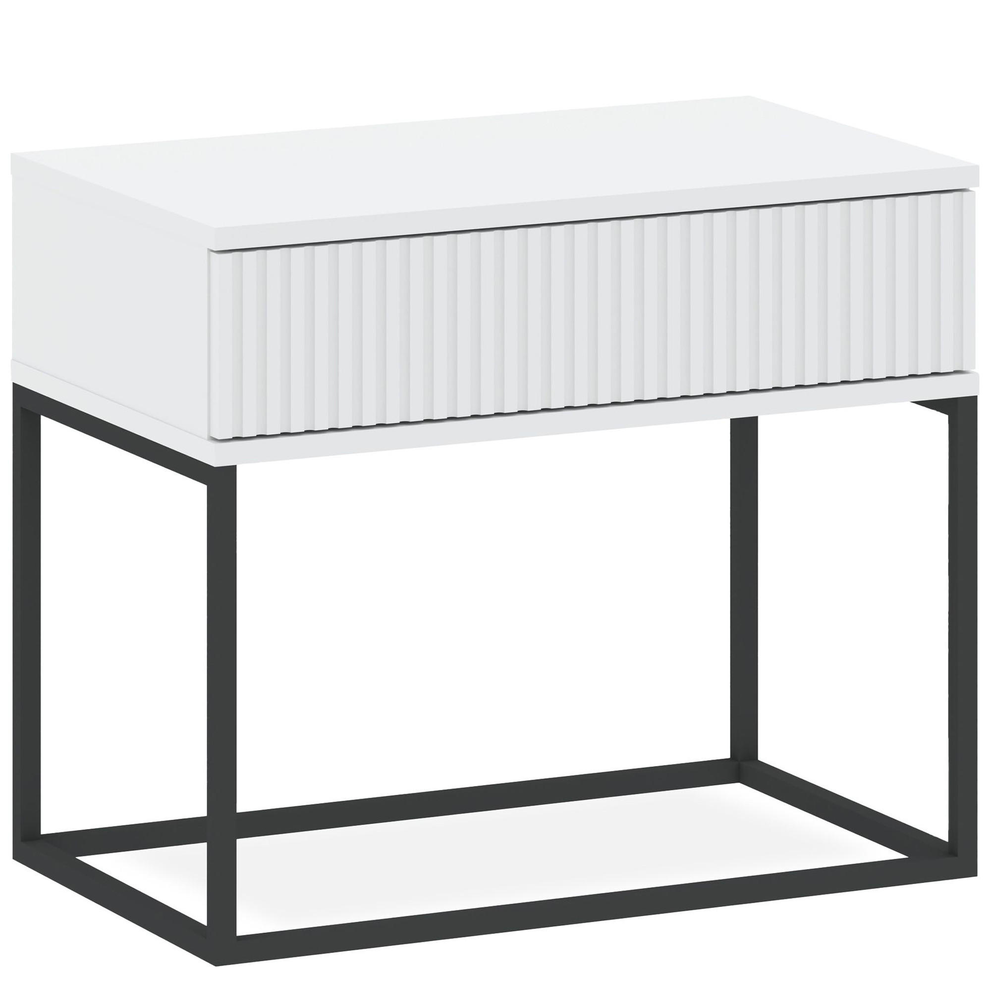 Konsimo® Nachttisch Weiß, Schwarz 60x52x39 cm