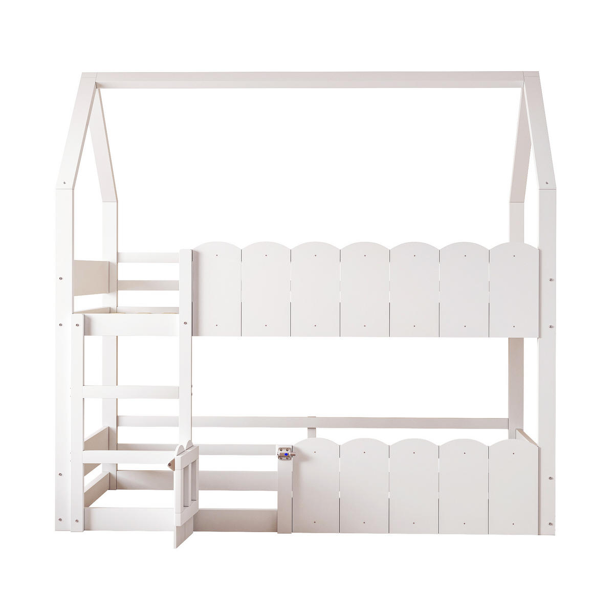 KINDER-ETAGENBETT im Hausdesign 90x200 cm Weiß - Weiß, Holz (90/200cm) - Meubliv
