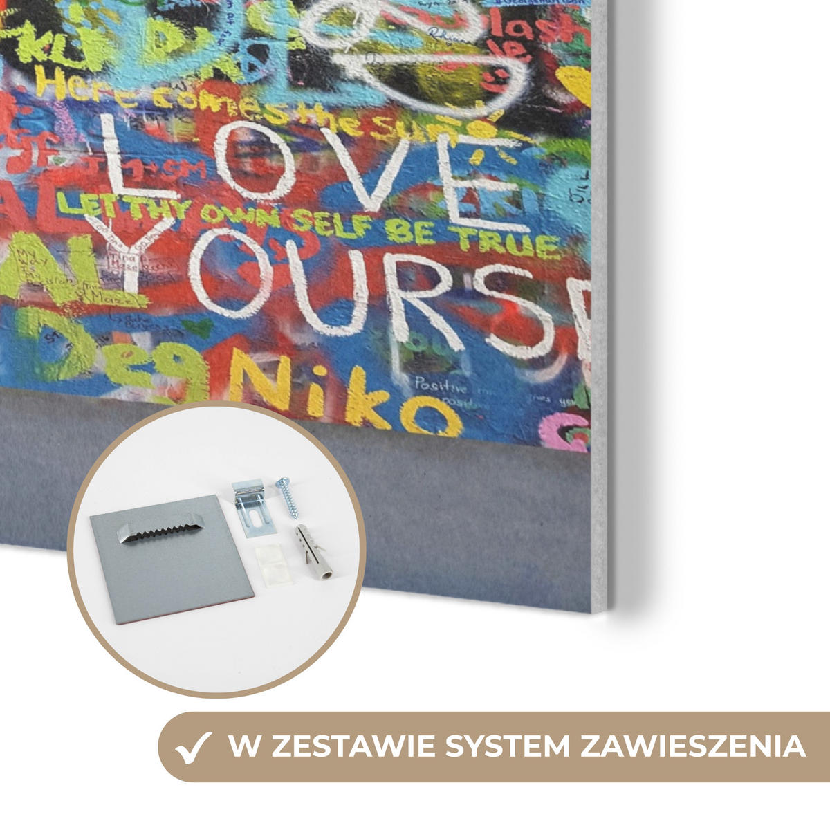 AKUSTIKBILD Graffiti - Junge - Ilussie - Straßenkunst Wandbild Wohnzimmer 100x70 cm - Hellgrau, Textil (100/70/0.9cm) - MuchoWow