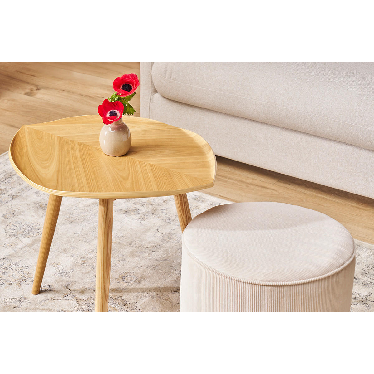 COUCHTISCH Holz Blatt L60 PHYLL - Grün, Holz (60.7/53/53cm) - Miliboo