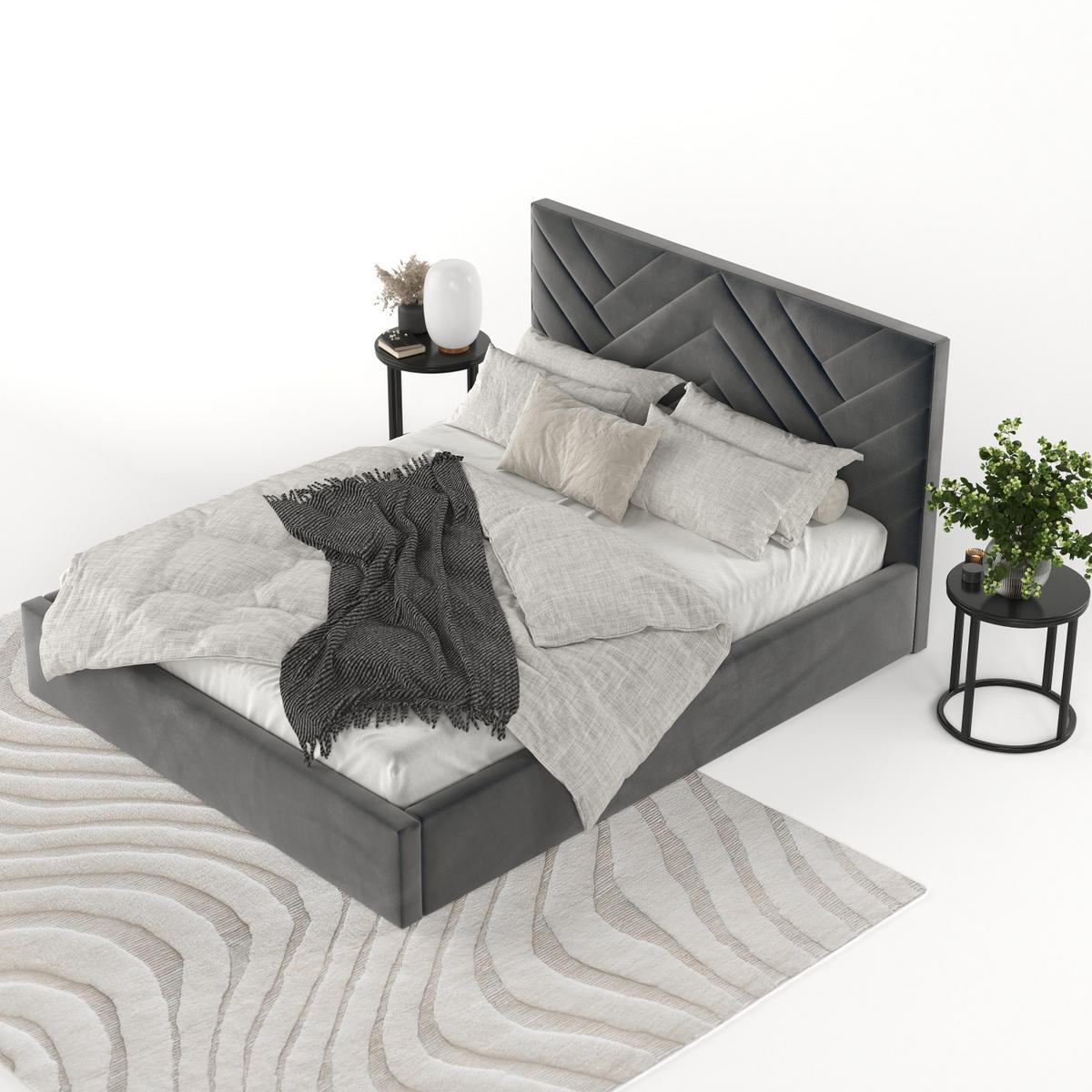 POLSTERBETT Arco 180/200 cm Anthrazit im Paros Stoff - Anthrazit/Schwarz, Holz/Holzwerkstoff (180/200cm) - AltaBeds