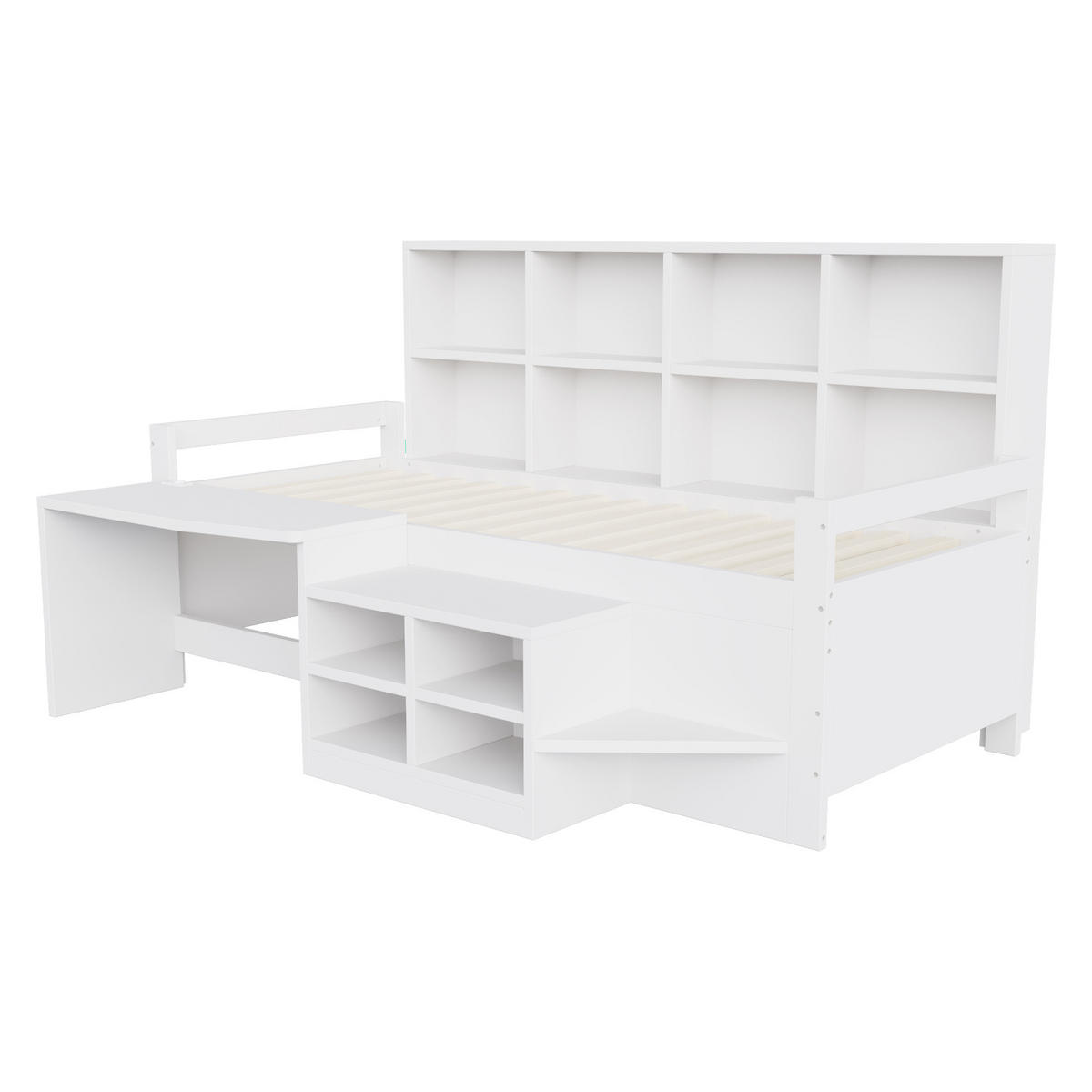 MULTIFUNKTIONSBETT mit Schreibtisch 90x200 cm Holz White - Weiß, Holz (90/200cm) - Meubliv
