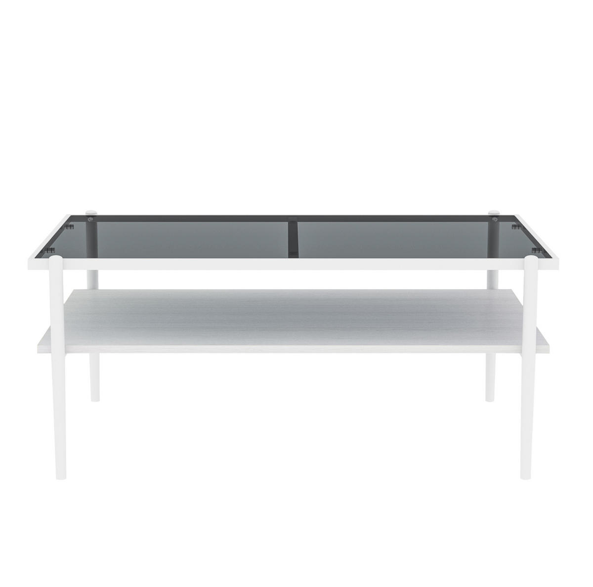 COUCHTISCH 61,5/97,5/45 cm mit Glasplatte, Ablagefach und Metallbeinen, Grau/Weiß - Weiß, Glas (97.5/61.5/45cm) - Redom