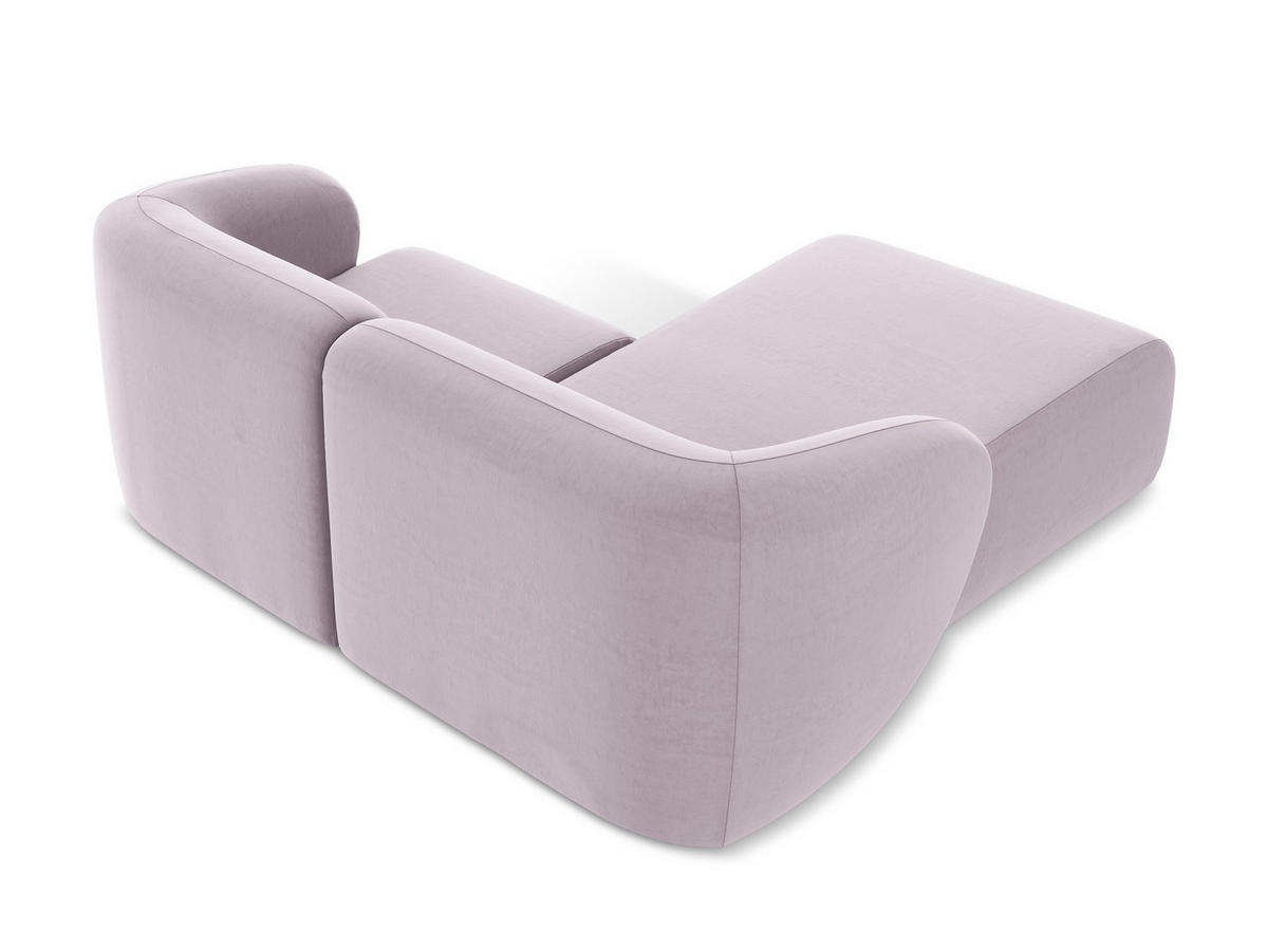 ECKSOFA Links Samt Stoff Violett - Flieder/Schwarz, Holzwerkstoff/Kunststoff (178/166cm) - Makamii