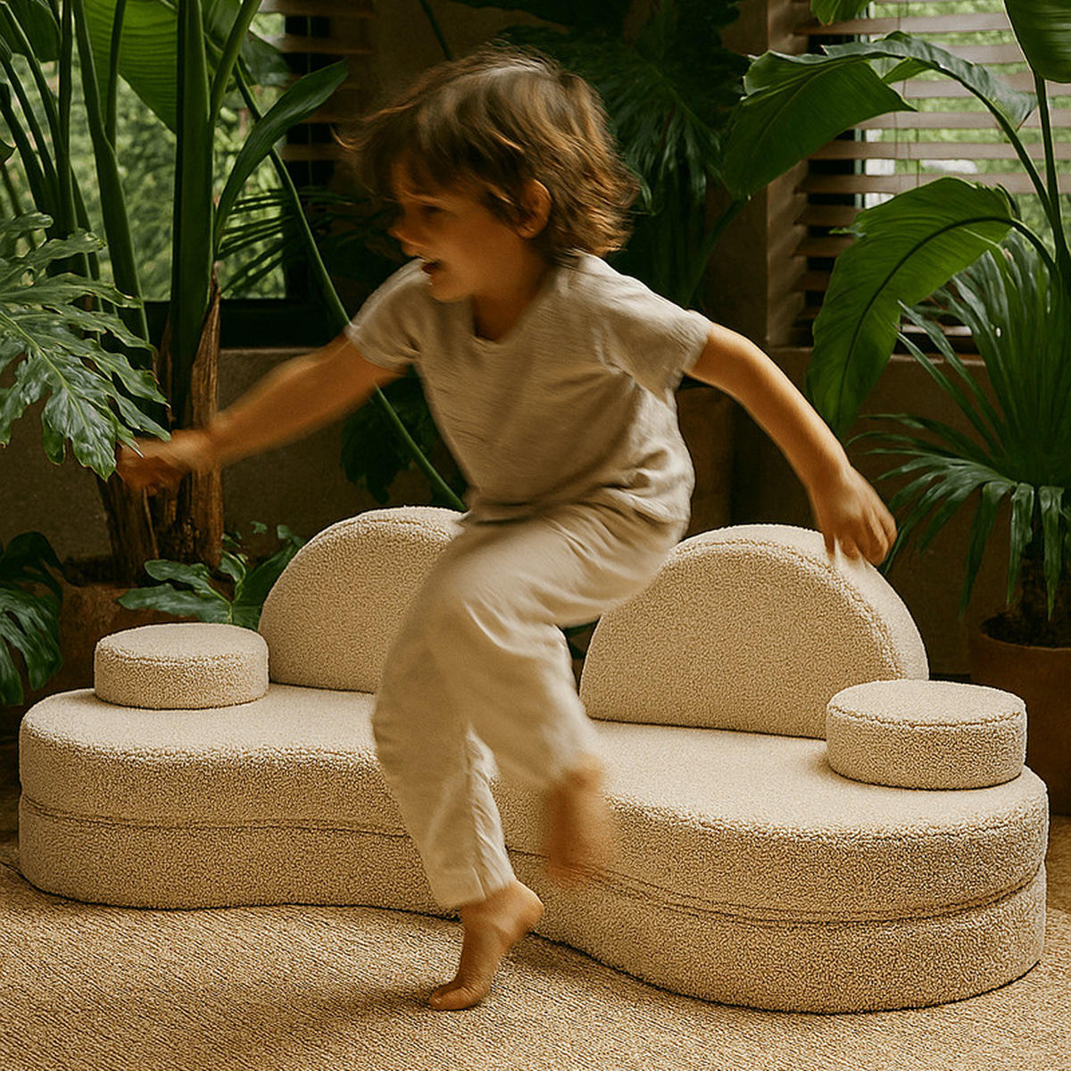 MODULSOFA für Kinder, Bearly, cremig - Creme, Textil (160/54/24cm) - MeowBaby