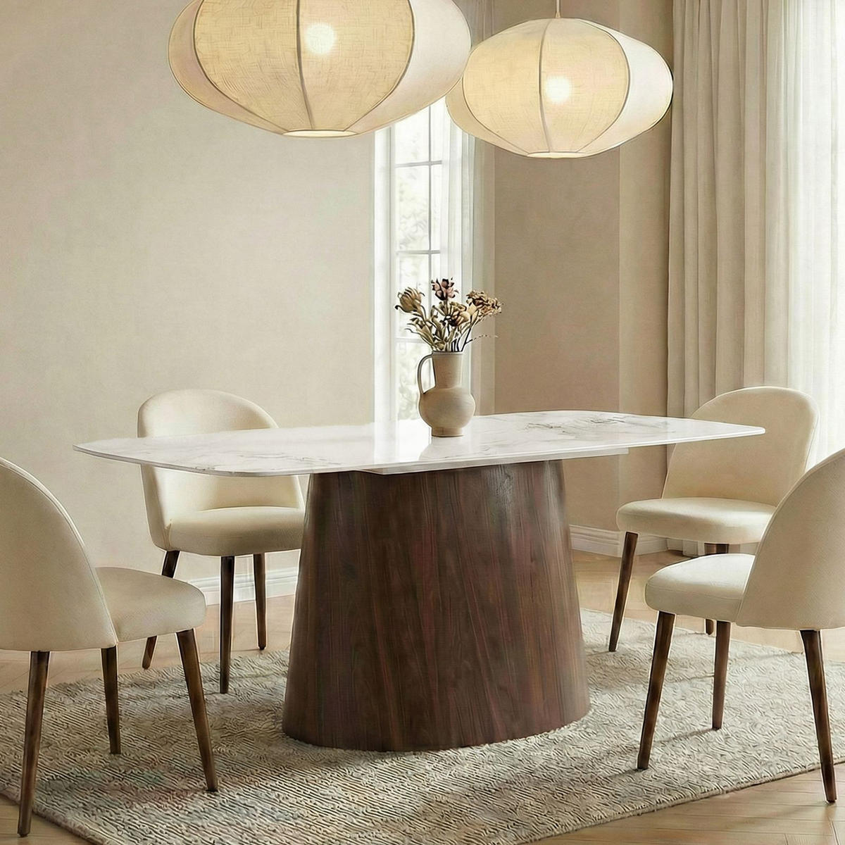 ESSTISCH NAMOS Marmor weiß - Weiß, Holzwerkstoff (90/180/75cm) - IDIMEX