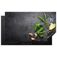 HERDABDECKPLATTE Limette - Kräuter - Gewürze - Grün - Grau - Beton Induktionsschutz 91.6x52.7 cm - Grün, Kunststoff (91.6/52.7/0.2cm) - MuchoWow