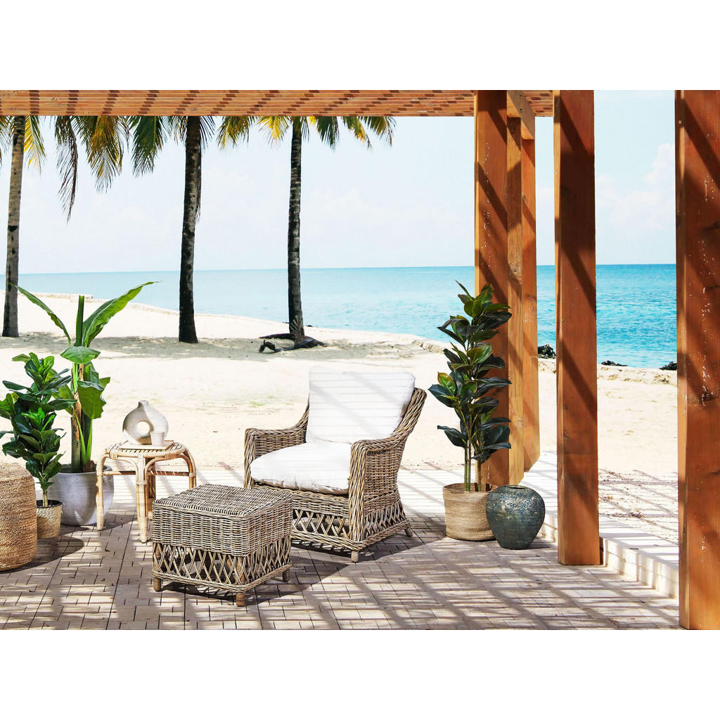 Thumbnail - Beliani Gartensessel, Beige, Natur, Weiß, Naturmaterialien, 1-Sitzer, 66x78x70 cm, Gartenmöbel, Gartenstühle, Gartenstüh...