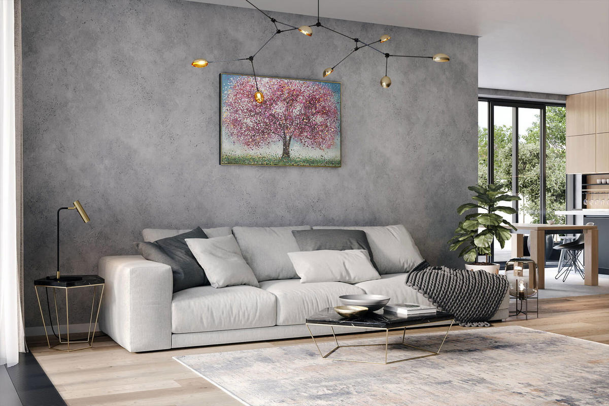 ÖLGEMÄLDE 120/80 cm - Blau/Pink, Holz/Textil (2.26/80cm) - KUNSTLOFT