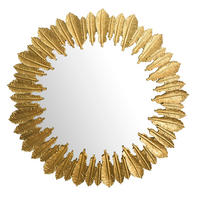 WANDSPIEGEL Rund Metall Gold 68 cm Federn-Design - Goldfarben, Glas (68/68/3cm) - KADIMA DESIGN
