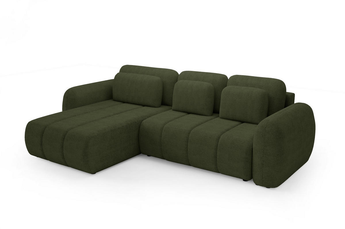 ECKSOFA Caria Mit Schlaffunktion - Grün, Holzwerkstoff/Textil (304/190cm) - Fun Möbel