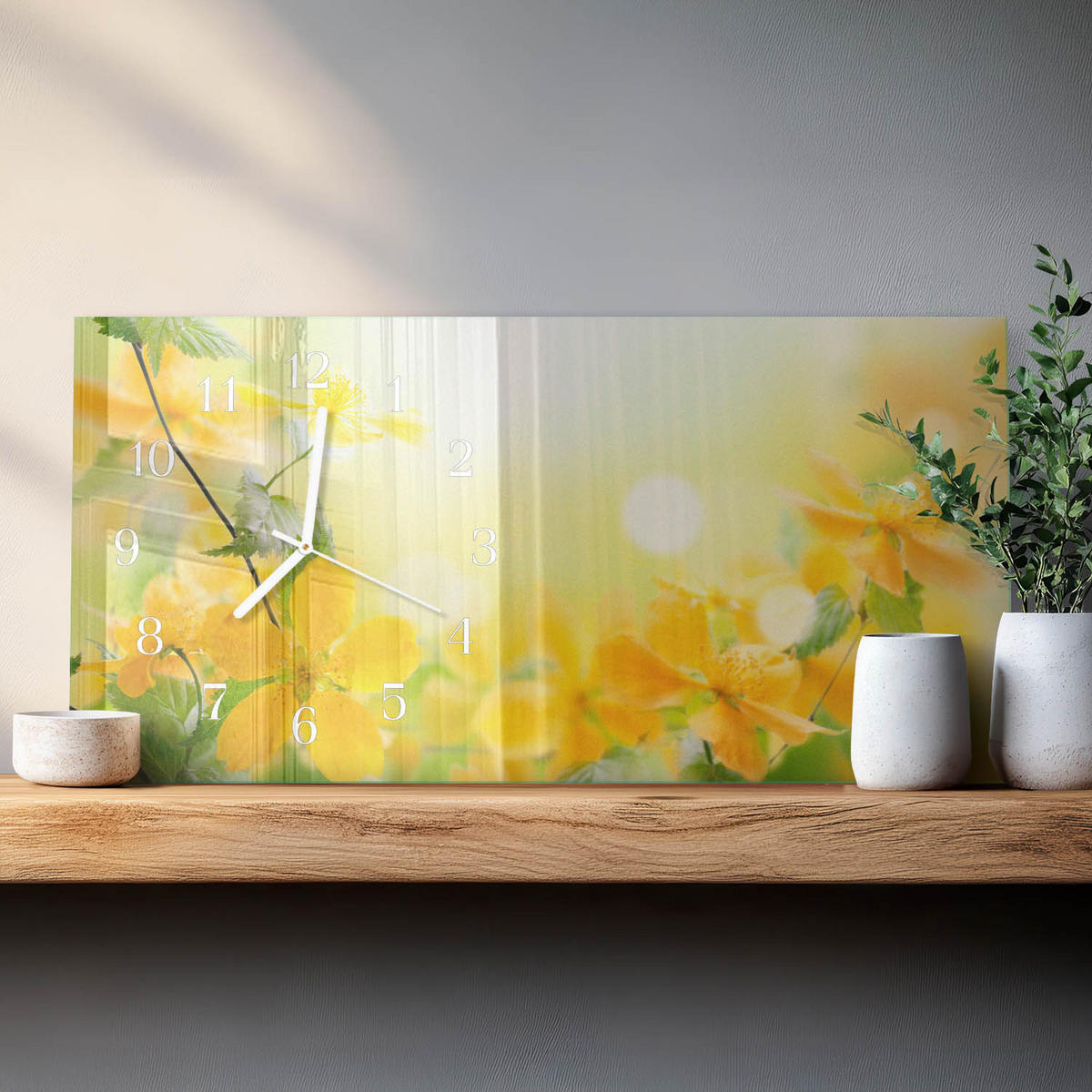 WANDUHR 60x30 cm - Steine - Gelb, Glas (60/30/0.4cm) - TULUP