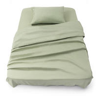 BETTLAKEN 3er Set - Spannbettlaken 90x190x30cm 1X Kissenbezug 50x80cm - Helles Olivgrün - Hellgrün, Textil (90/190cm)