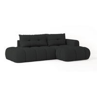 ECKSOFA FLUMA R-S Schwarz Geflochtener Stoff mit Schlaffunktion - Schwarz, Holz (274/165cm) - MASSENO