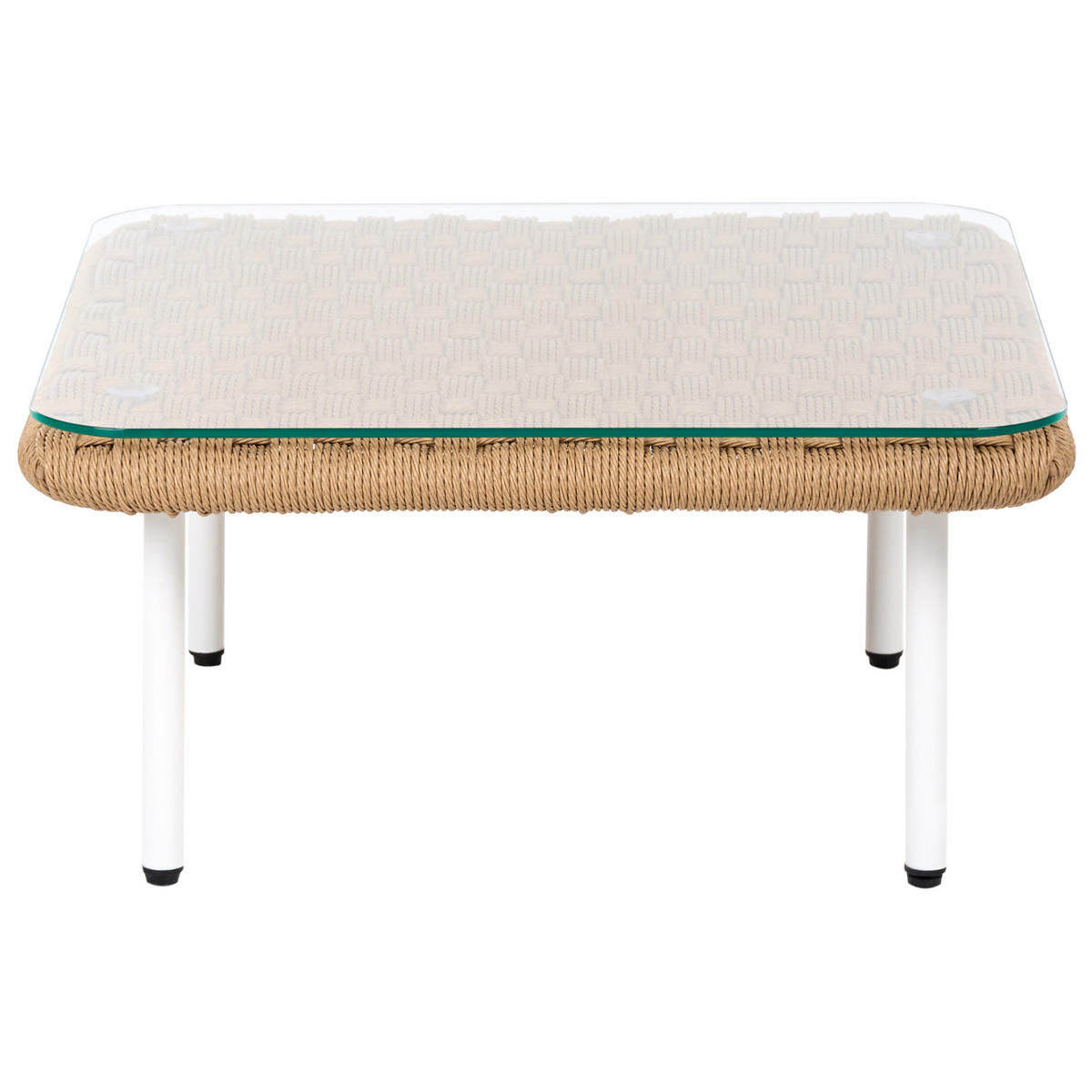 KONFERENČNÍ STOLEK 60 cm 60 cm Světle hnědý Baucina - bílá/hnědá, sklo (60/60/30cm) - Beliani