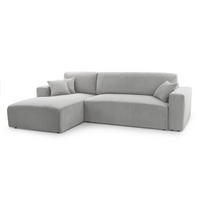 ECKSOFA L Form Catea Hellgrau 279/145/84 cm Links mit Schlaffunktion - Hellgrau/Schwarz, Kunststoff/Textil (145/279cm) - AX Living