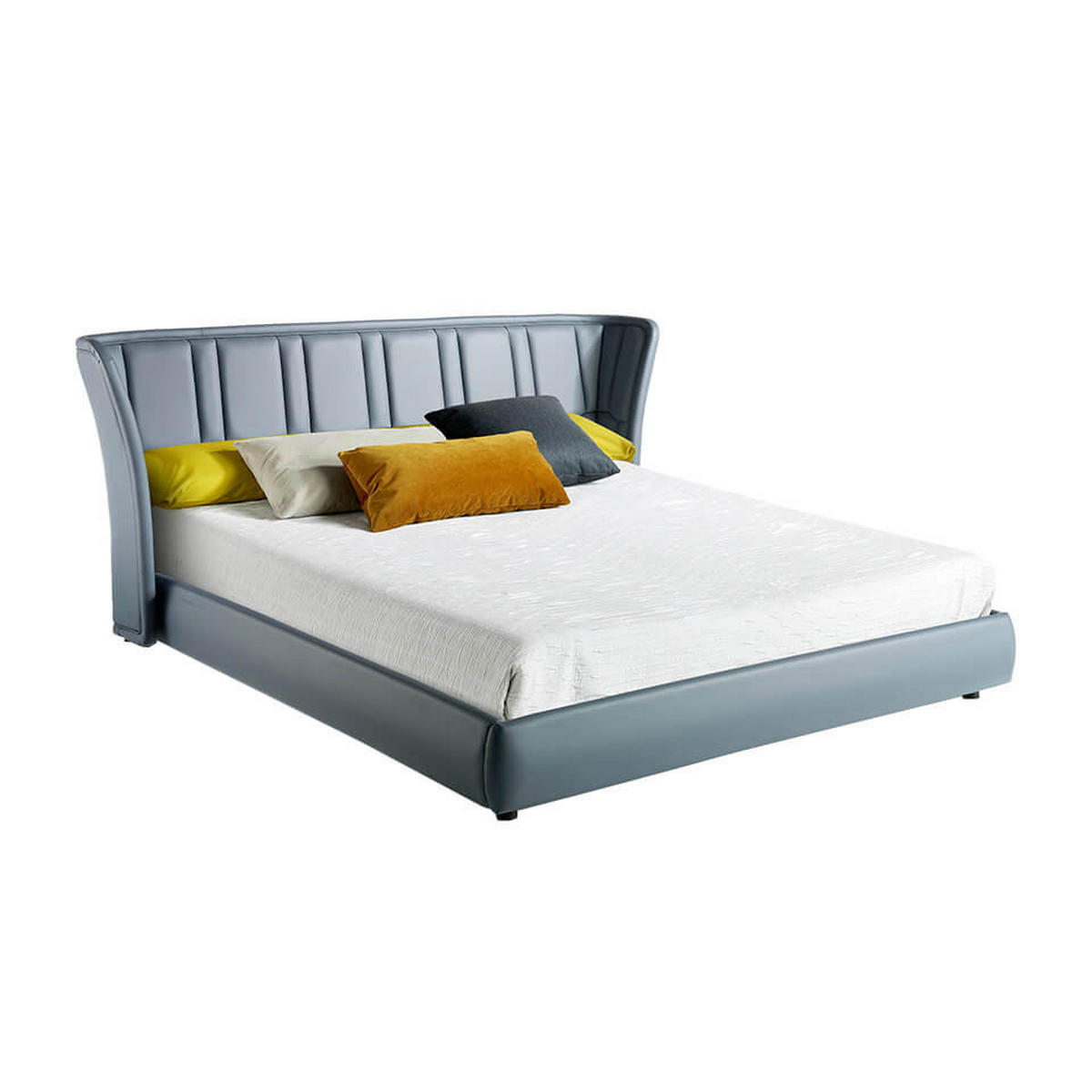 BETT Grau Stahl 227/235/107 cm - Edelstahlfarben/Grau, Leder (180/200cm) - ANGEL CERDA