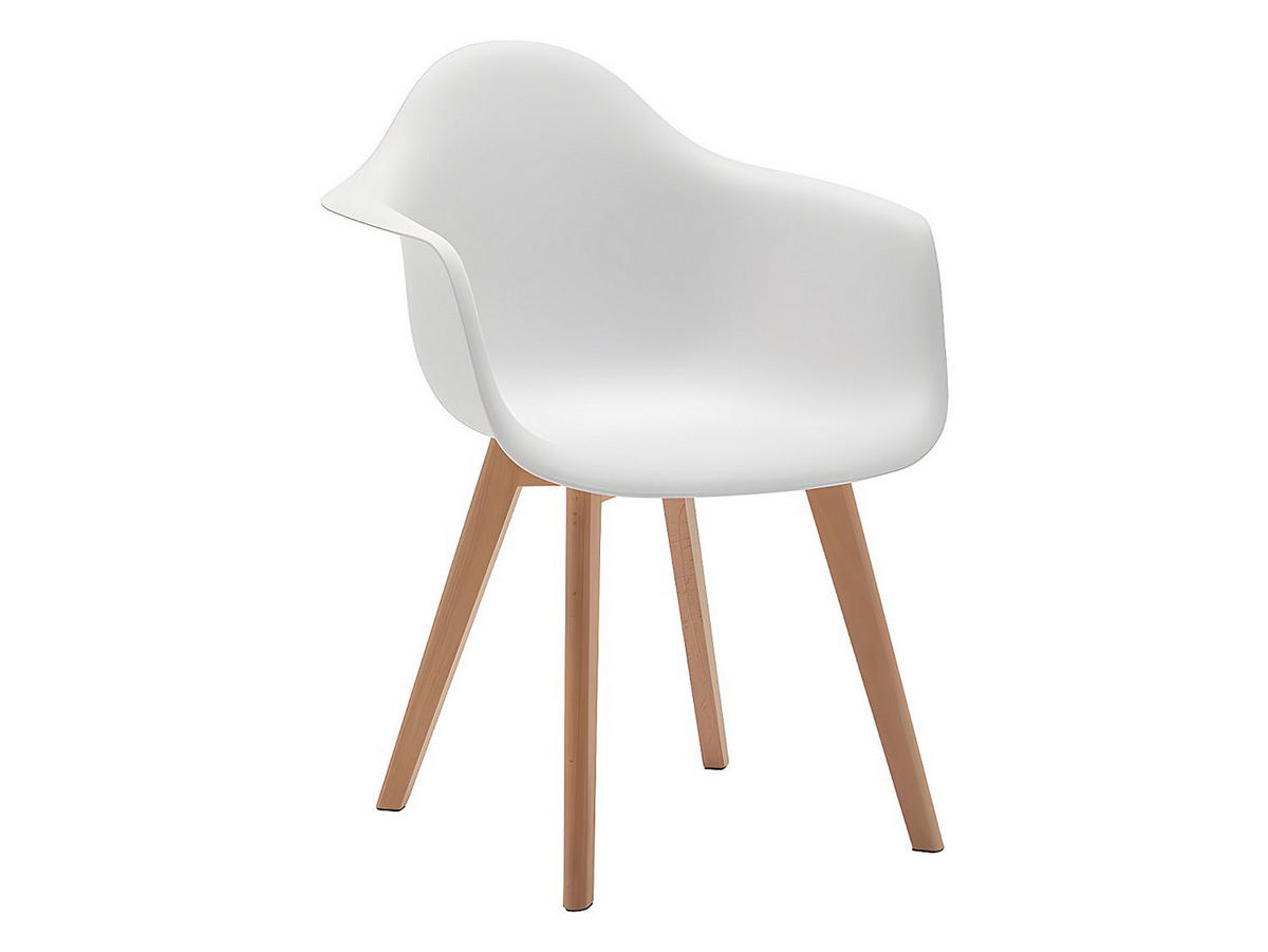 STUHL mit Armlehnen 6er-Set - Polypropylen & Buche - Weiß - VIXI - Weiß, Kunststoff (57/84/63.5cm) - Vente-Unique