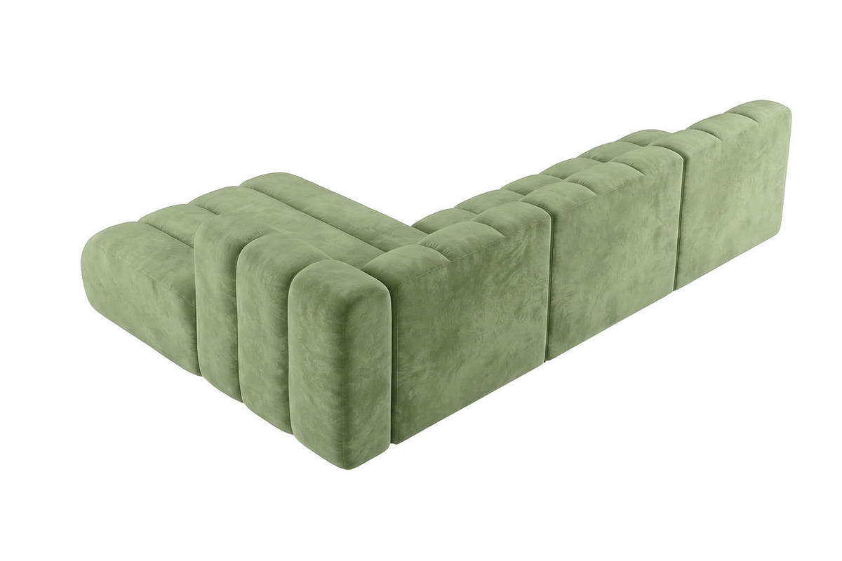 ECKSOFA Modulares In L-Form, Velvet-Stoff Riviera, Olive, Links, GRAND 295 cm - Olivgrün, Holz (295/179cm) - Kaiser Möbel