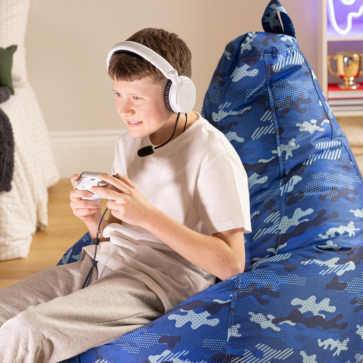 SITZSACK Gaming Camouflage - Blau, Textil (90/73/84cm) - icon