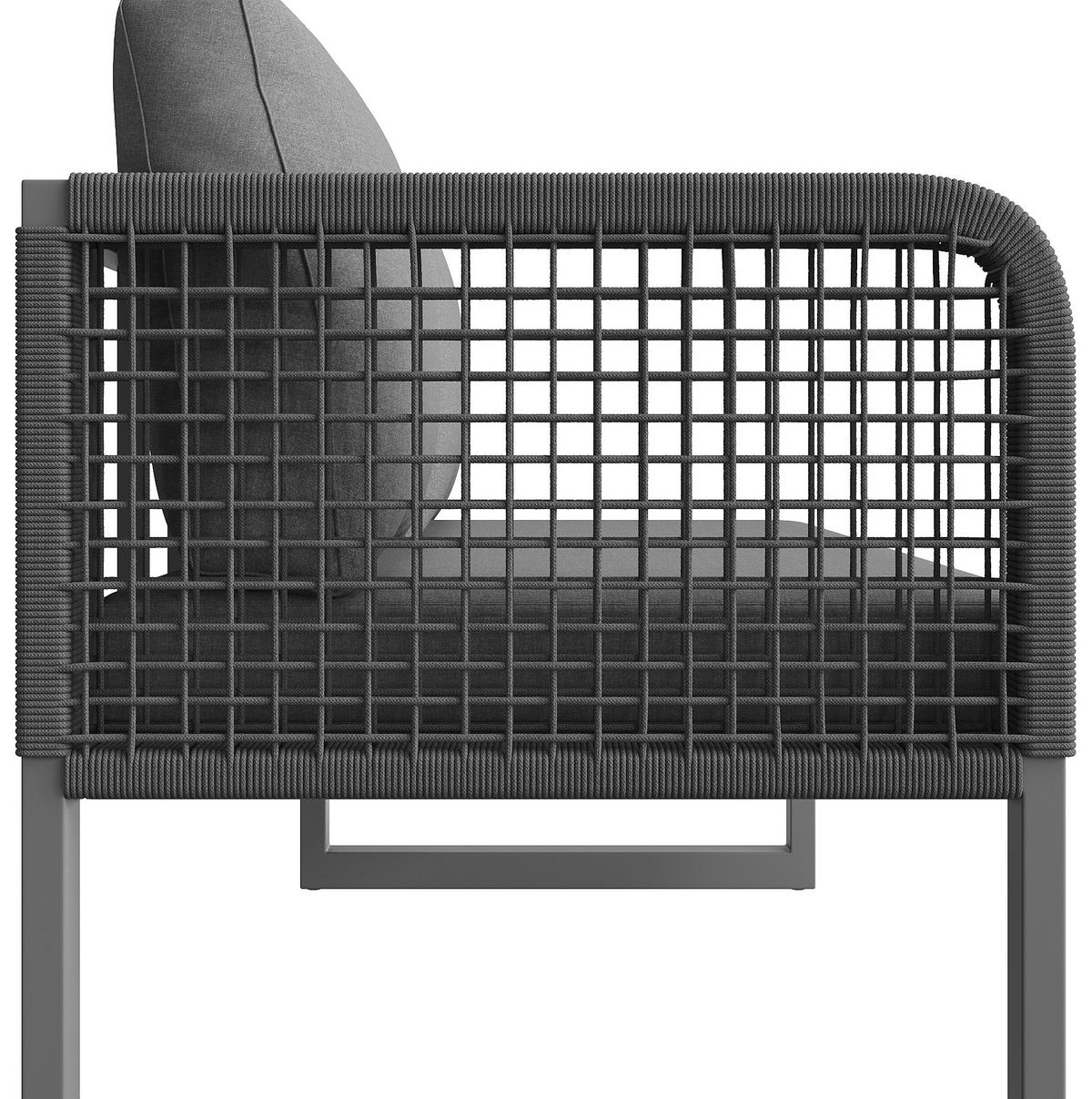 GARTENSETS aus Rattan & Eisen 121,5x61x77 cm Grau mit modularen Elementen - Grau, Metall - Modfu