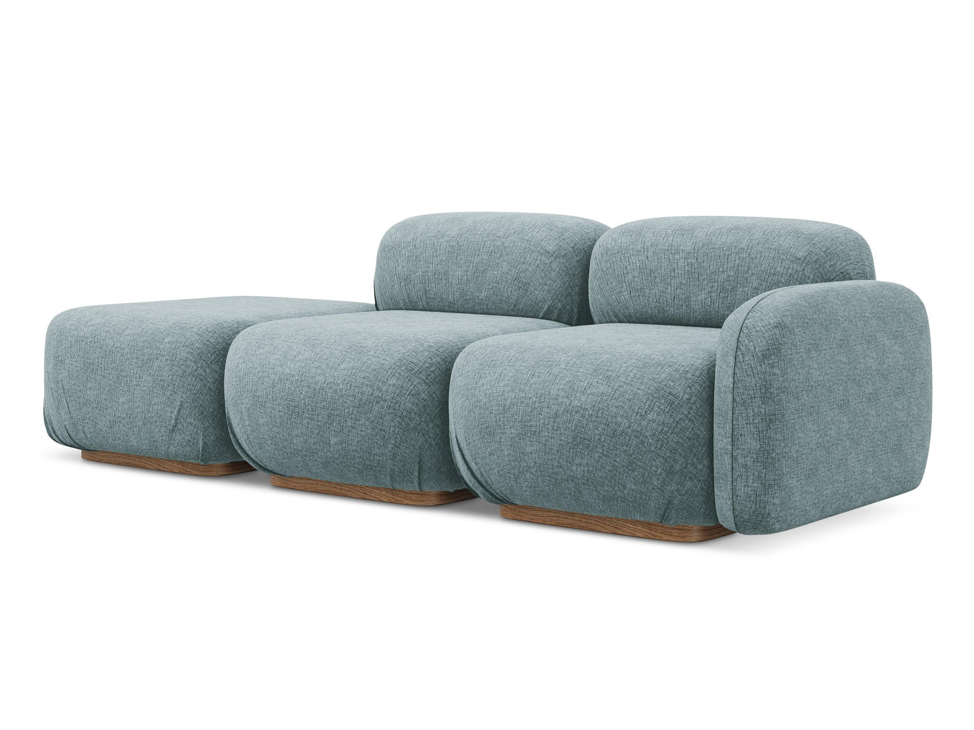 3-SITZER SOFA Links Chenille Stoff Blau - Blau/Blaugrau, Holz/Textil (258/73/95cm) - Makamii